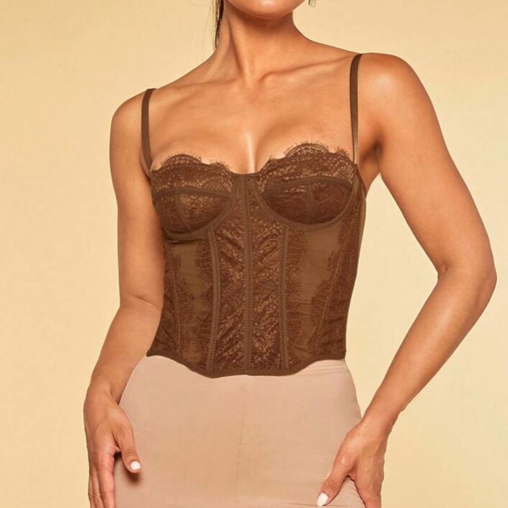 Luxe lace bustier corset cami crop top